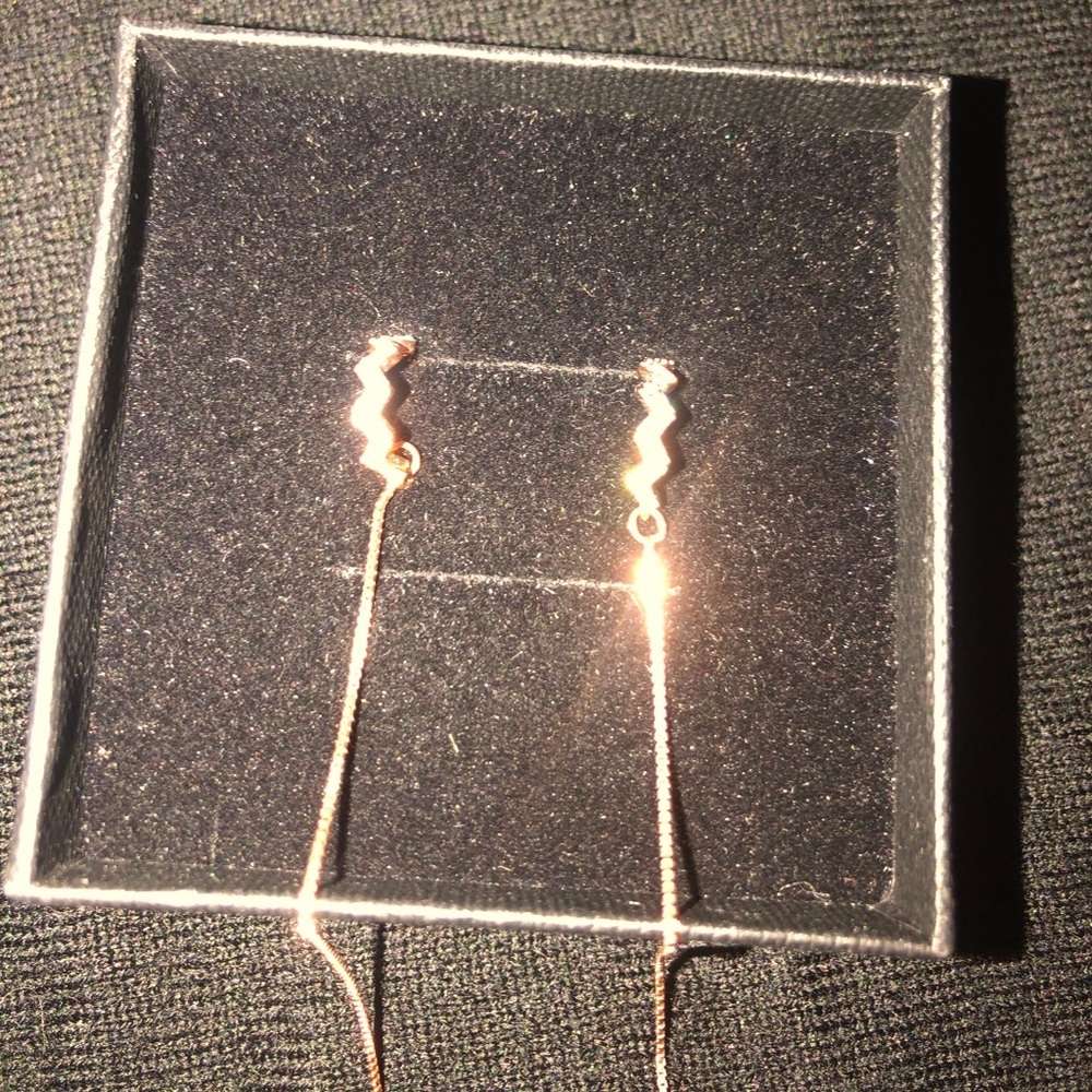 Rose gold pave ear cuffs with chain, NWT